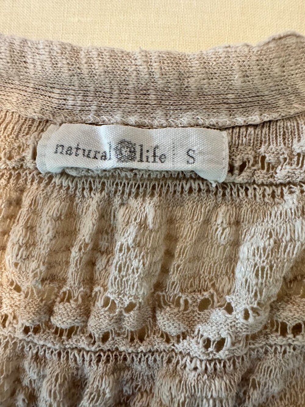 Natural Life Juliet Ruffle Sweater Top Cream S Boho Crochet Knit - Picture 7 of 8